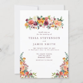 Elegante romantische Herbstfloralhochzeit Einladun Einladung