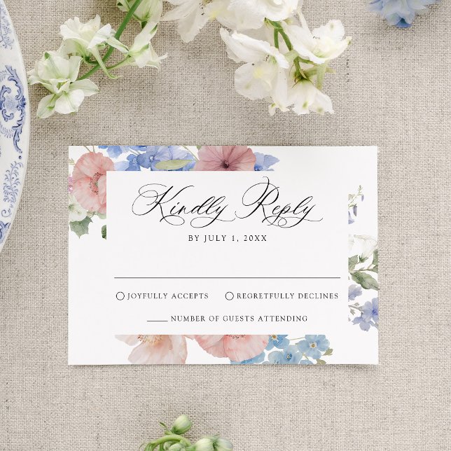 Elegante romantische Hochzeit der Wasserfarben RSVP Karte (Von Creator hochgeladen)