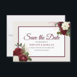 Elegante romantische Hochzeit in Burgund Save The Date<br><div class="desc">Elegante romantische Burgunder Blumenzwiebeln Sichern Das Datum Siehe Matching Sammlung in Nest und Nest Store</div>