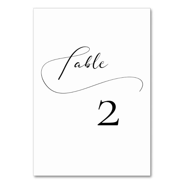 Elegante romantische Hochzeit in Kalligrafie Tischnummer (Vorderseite)