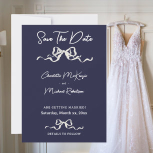 Elegante romantische Hochzeit Marine & Weiße Schle Save The Date