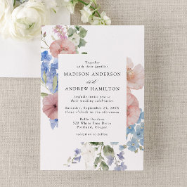 Elegante romantische Hochzeit mit Aquarellfarben Einladung