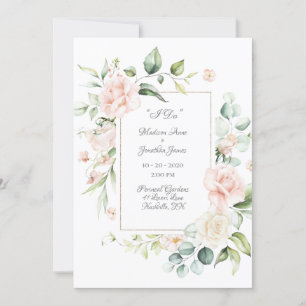 Elegante romantische Hochzeit mit floraler Wasserf Einladung