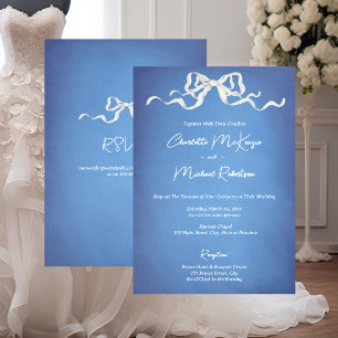 Elegante Romantische Hochzeit mit weißen Bändern Einladung