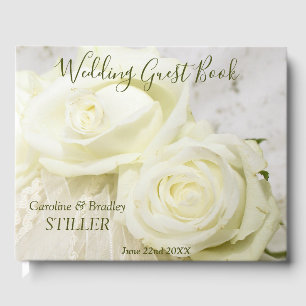 Elegante romantische Hochzeit mit weißer Rose Gästebuch