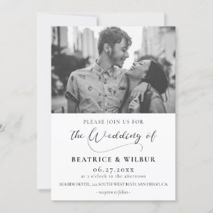 Elegante romantische Kalligrafie-Foto-Hochzeit Einladung