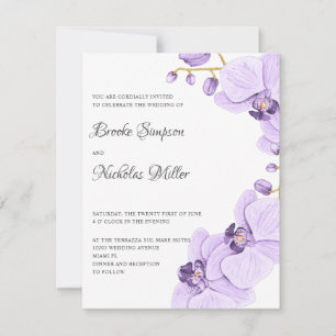 Elegante romantische Lila Orchidee Einladung