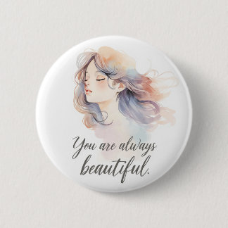 Elegante romantische Mädchenillustration – Du bist Button