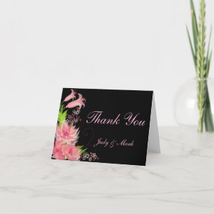Elegante Romantische Rosa Flora Dankeschön Karte
