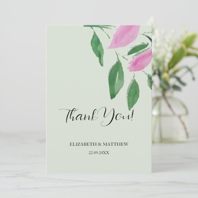 Elegante Romantische rosa Wildblumen Dankeskarte (Stehend Vorderseite)