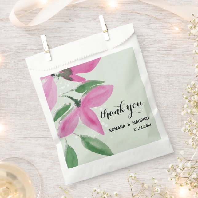 Elegante Romantische rosa Wildblumen Geschenktütchen (Ausgeschnitten)