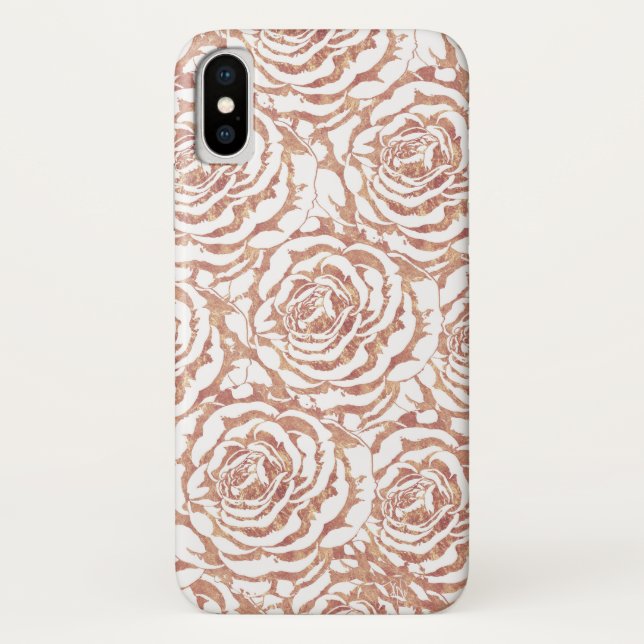 Elegante romantische Rose Gold Rose Muster Bild Case-Mate iPhone Hülle (Rückseite)