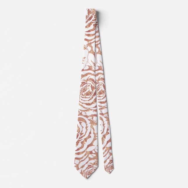Elegante romantische Rose Gold Rose Muster Bild Krawatte (Vorderseite)