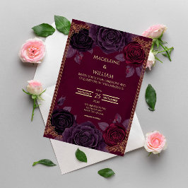Elegante romantische Rose Gotische Hochzeitseinlad Einladung
