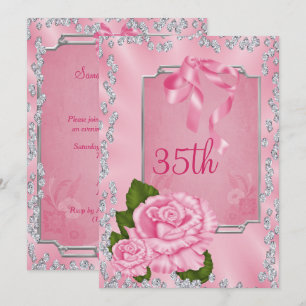Elegante romantische Rosen u. Bögen 35. Einladung