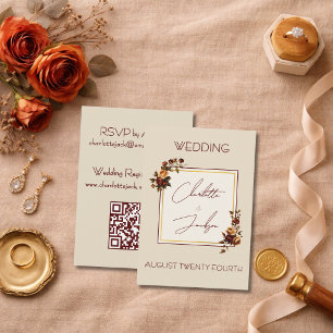 Elegante Romantische Rostrote Herbst-Hochzeit Begleitkarte