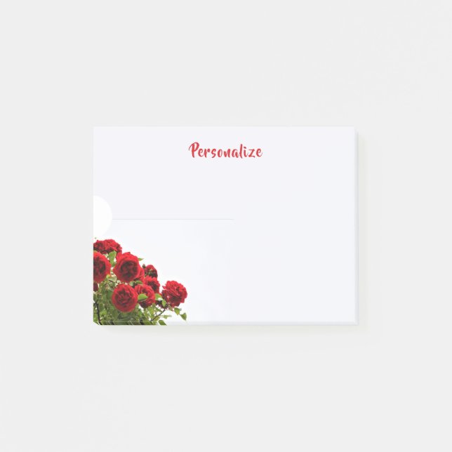 Elegante Romantische Rote Rose Bouquet Personalisi Post-it Klebezettel (Vorderseite)