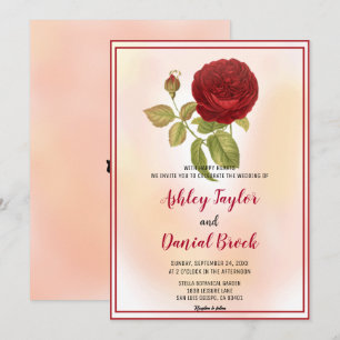 Elegante romantische Rote Rose Dusty Floral Weddin Einladung