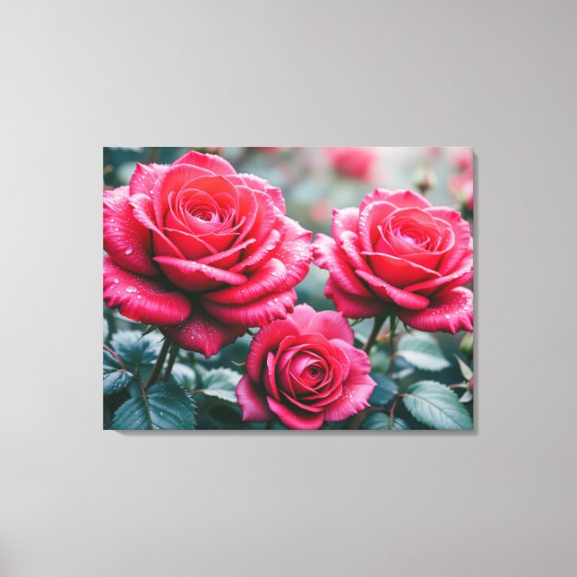 Elegante Romantische Rote Rosen Leinwanddruck (Vorderseite)