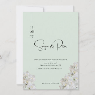 Elegante romantische Salbeigrüne Hochzeitseinladun Einladung