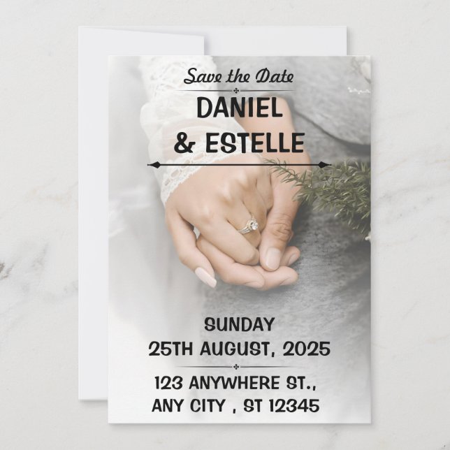 Elegante romantische Save the Date Hochzeitskarte Einladung (Vorderseite)