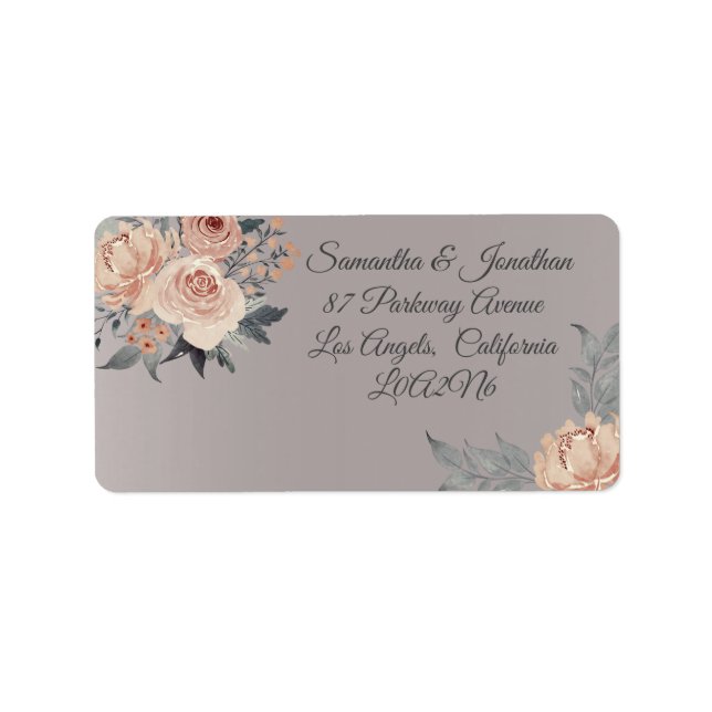 Elegante Romantische Silberrosa Blumenreise Adressaufkleber (Vorne)