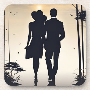 Elegante romantische Silhouette Lugano Getränkeuntersetzer