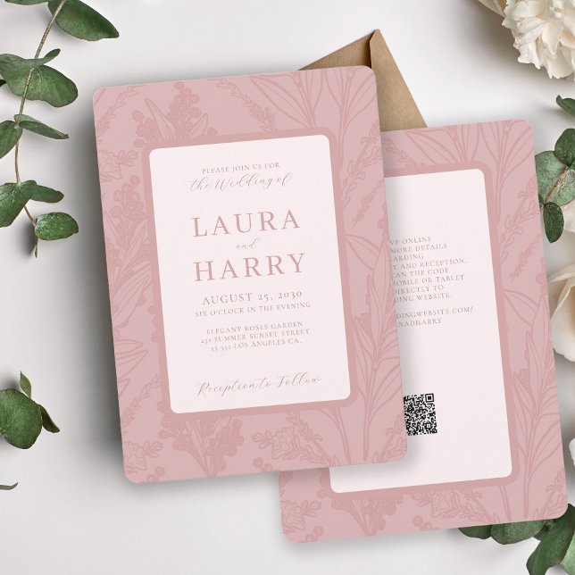 Elegante romantische staubige Rose in einer Hochze Einladung (Von Creator hochgeladen)