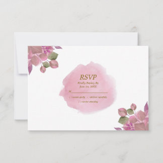 Elegante romantische staubrosa florale Hochzeits-R RSVP Karte