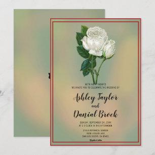 Elegante romantische, weiße Rose gerahmte blumenre Einladung