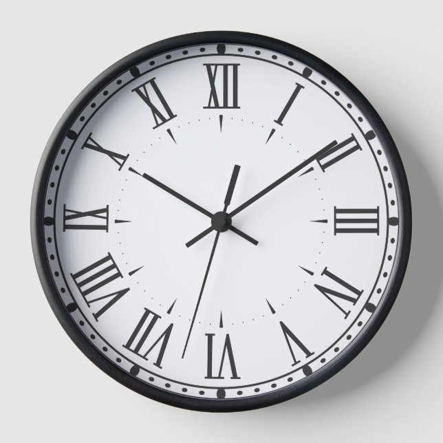 Elegante römische Wall-Uhr ⏳ Schwarz & Weiß Uhr (Vorderseite)