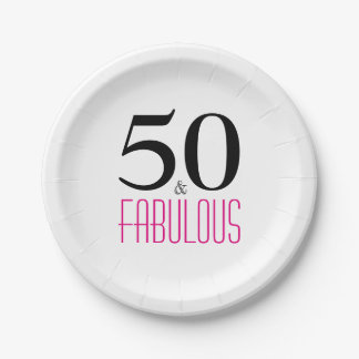 Elegante rosa 50. Geburtstagsparty-Papierplatte Pappteller