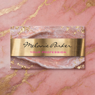 Elegante rosa Achat-Marmor-Metalloptik Visitenkarte