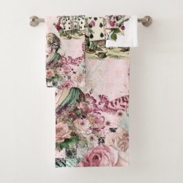Elegante rosa Alice im Wunderland Badhandtuch Set