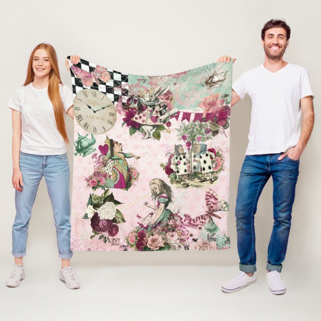 Elegante rosa Alice im Wunderland Fleecedecke (Beispiel)