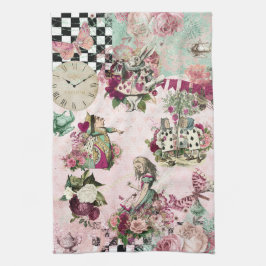 Elegante rosa Alice im Wunderland Geschirrtuch