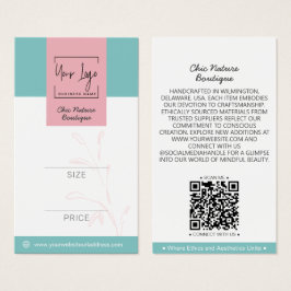 Elegante Rosa & Aquamarine botanische Preis-Kennzi