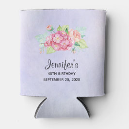 Elegante Rosa Aquarell Blume Bouquet Geburtstag Dosenkühler