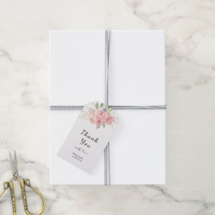 Elegante rosa Aquarell-Gold-Blumenhochzeit Geschenkanhänger