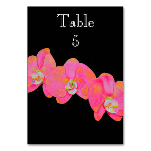Elegante rosa Aquarell-Orchideenmalerei Tischnummer