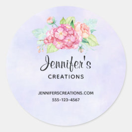 Elegante rosa Aquarellbahn Blume Bouquet Business Runder Aufkleber