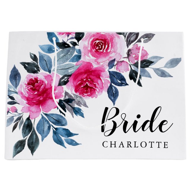 Elegante rosa Aquarellbraun Große Geschenktüte (Vorderseite)