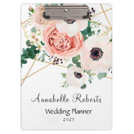 Elegante rosa Aquarellfarben Blume Persönlich gest Klemmbrett