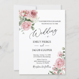 Elegante rosa Aquarellfarben Einladung zur Hochzei