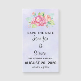 Elegante rosa Aquarellfarben Save the Date Blume Magnetkarte