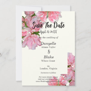 Elegante rosa Azalea & Ivory Save the Date Karte