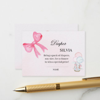Elegante rosa Babyparty-Windel-Raffle-Karte – Mädc Begleitkarte