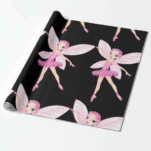 Elegante rosa Ballerina-Fee für Tanzliebhaber  Geschenkpapier