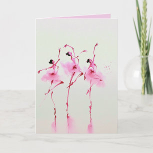 Elegante rosa Ballerina-Wasserfarbenkunst Karte