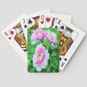 Elegante rosa Baumpäonienblüten mit gelbem Zentrum Spielkarten